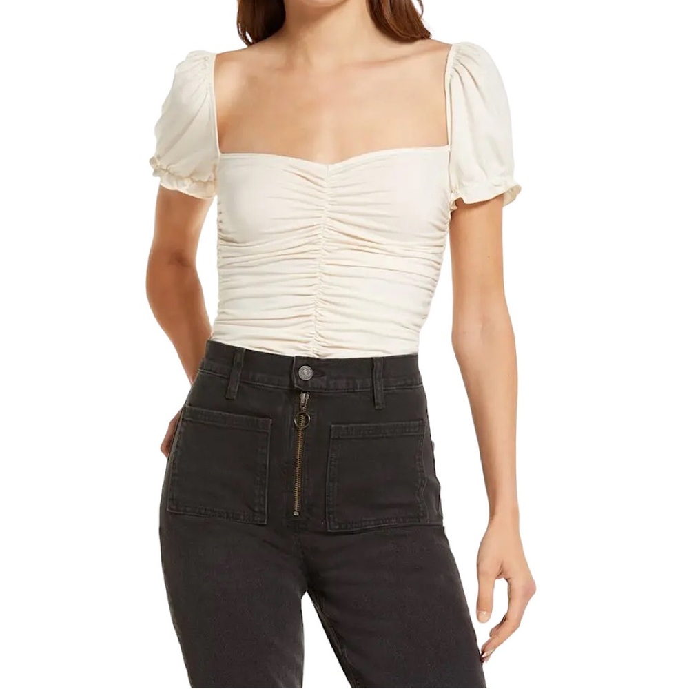 Reformation Fallow Ruched Cropped Blouse